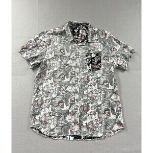 Superman Inside Out Shirt Mens 2XL Button Down DC Comics Multicolor Short Sleeve